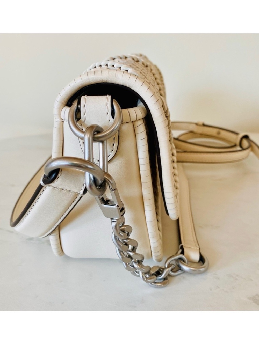 Tory Burch Kira Chevron Woven Small Convertible Shoulder Bag - New Ivory - Picture 5 of 11